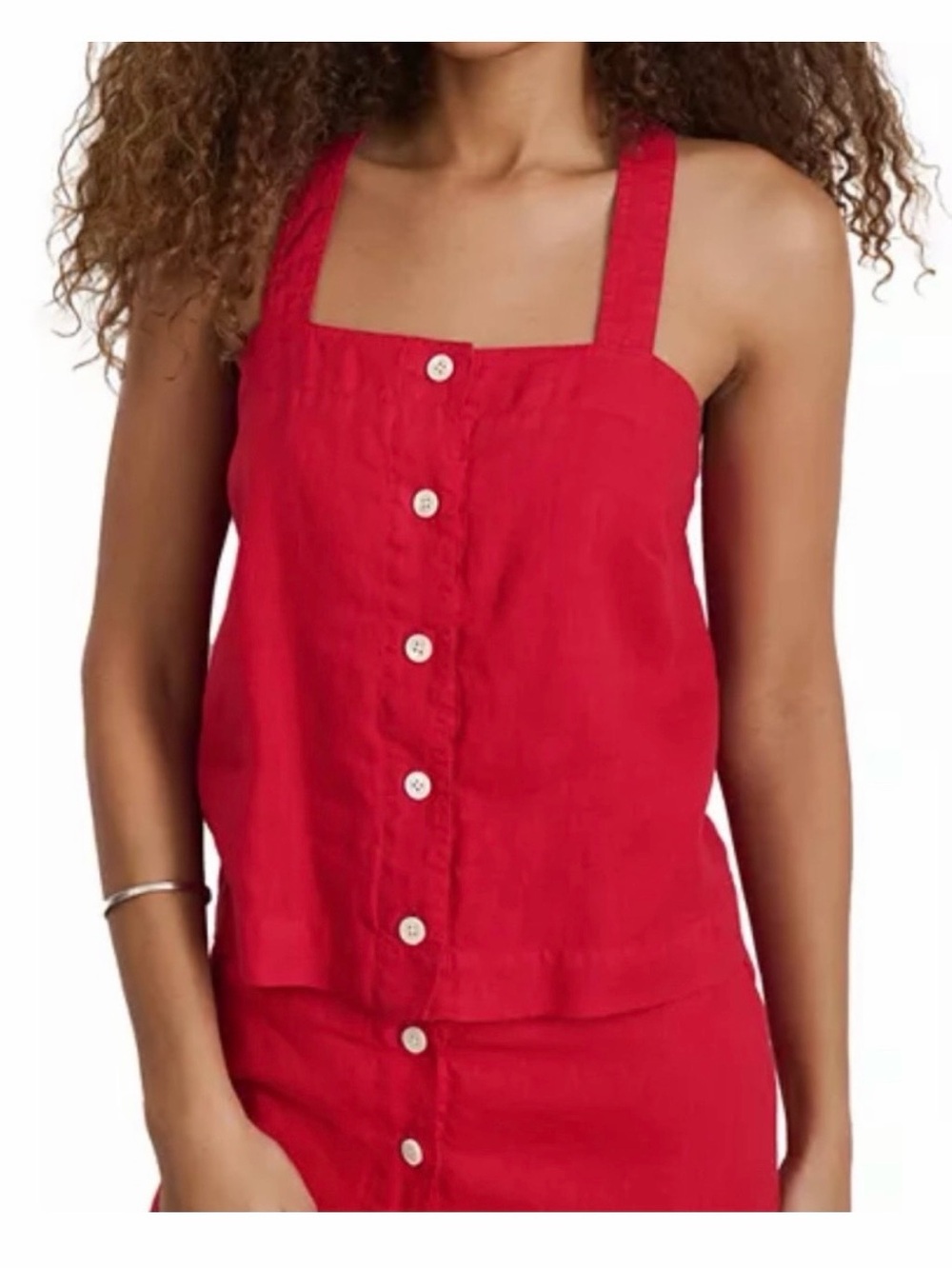 Alex Mill Red Button-Front Square-Neck Camisole